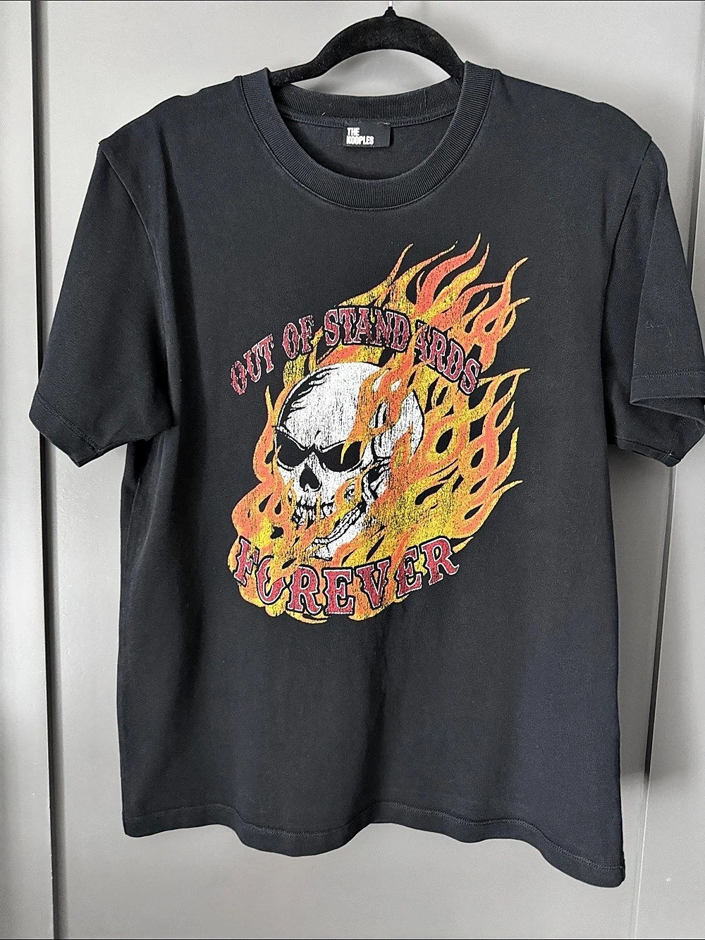 The Kooples Out of Standards Forever Skull and Flames T-Shirt Black
